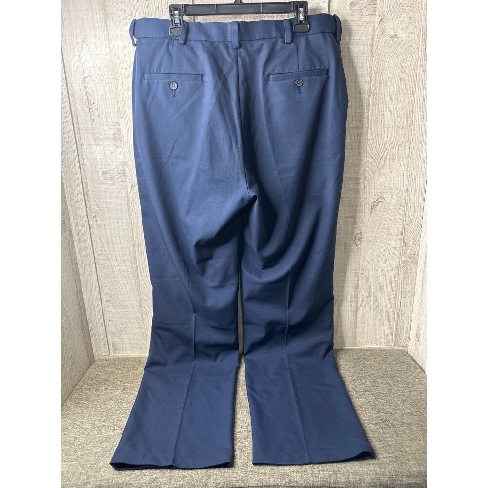 Haggar Mens Navy Dress Pants 36x34 Polyester Flat Front Classic Fit Straight Leg - Picture 2 of 4